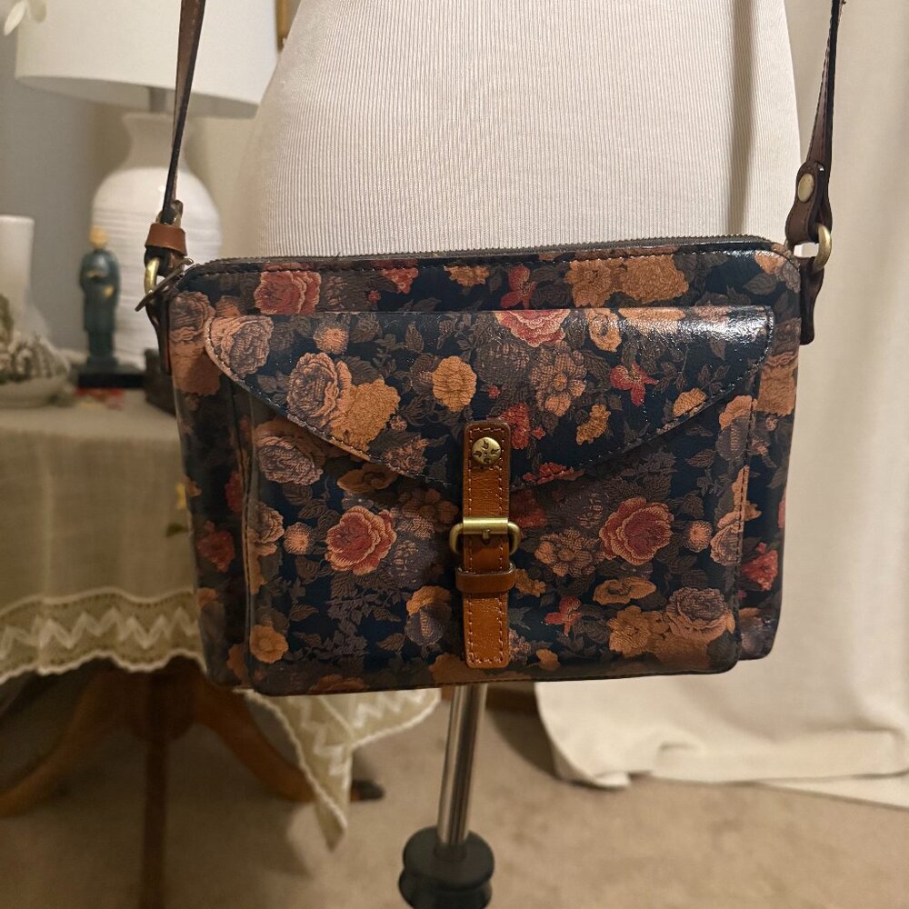 Patricia Nash Leather Crossbody Bag Vintage Floral Print